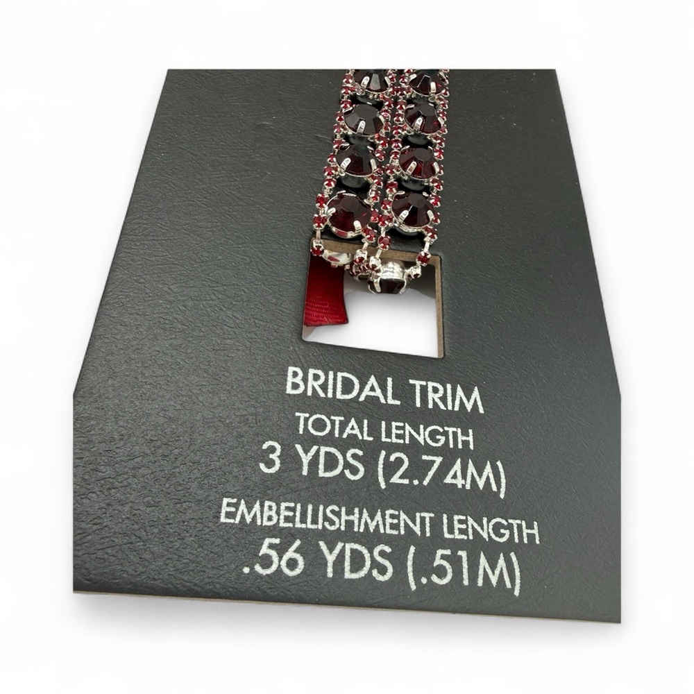 NEW- Badgley Mischka Red Rhinestone Bridal Trim - Picture 2 of 3